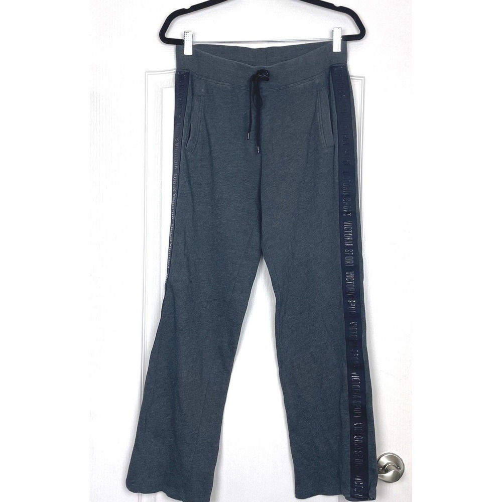 Victoria Sport Womens Charcoal Gray Black Jogger Medium Drawstring Sweatpants
